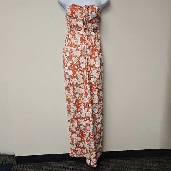 American Eagle Halter Wide leg Floral Jumpsuit Red M - Picture 12 of 12